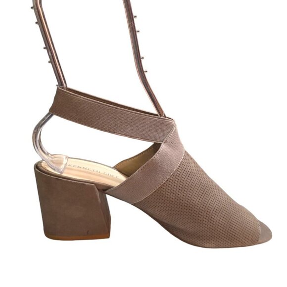 Kenneth Cole Taupe Hannon Perforated Leather Open Toe Slingback Sandal Sz 9.5 - Picture 2 of 7